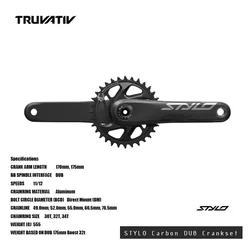 SRAM TRUVATIV  STYLO Carbon DUB Crankset Proprietary carbon layup MTB & Road bicycle acesssories cycling