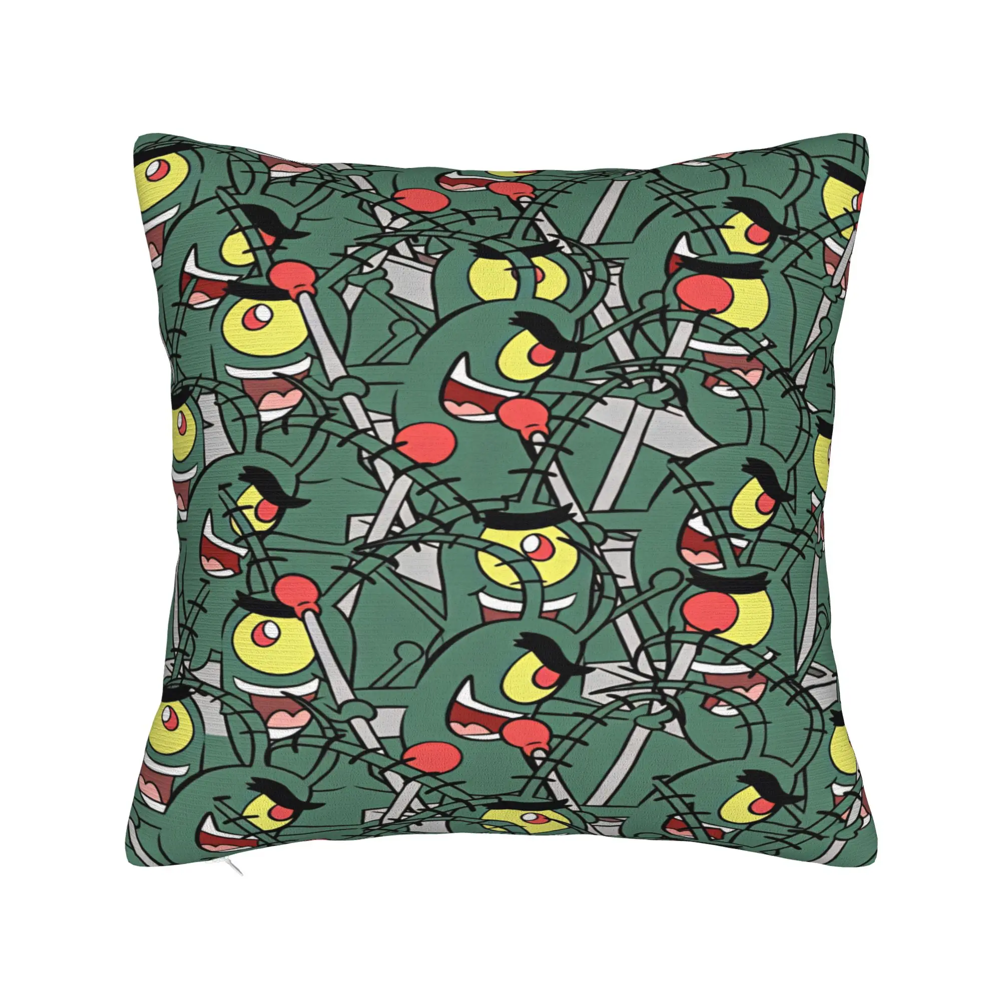 SpongeBobs Plankton  Pillow Case  Cute Funny Pillow Cover Graphic Pillowcases For Sofa Bedroom Home Decor