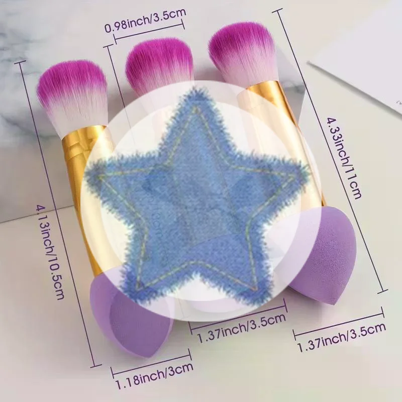 3 قطعة 2 In1 مزدوج الرأس الإسفنج رئيس فرشاة ماكياج صغيرة محمولة رقيق أحمر الخدود فرشاة السيدات الجمال أداة'