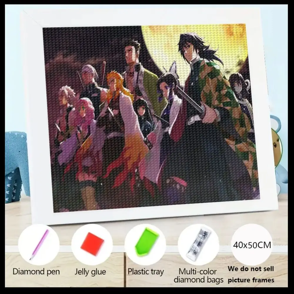 

1 шт. 5D набор алмазной живописи аниме «Убийца демонов» персонажи произведения искусства 40x50 см DIY полные круглые/плоские сверла с инструментами: розовый алмаз Pe