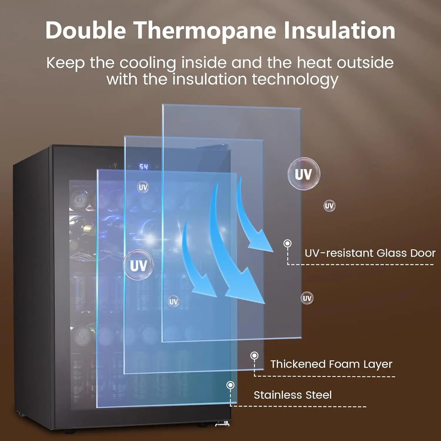 37 Bottle Wine Fridge,Freestanding 145 Can Beverage Refrigerator with Smart Temperature Control