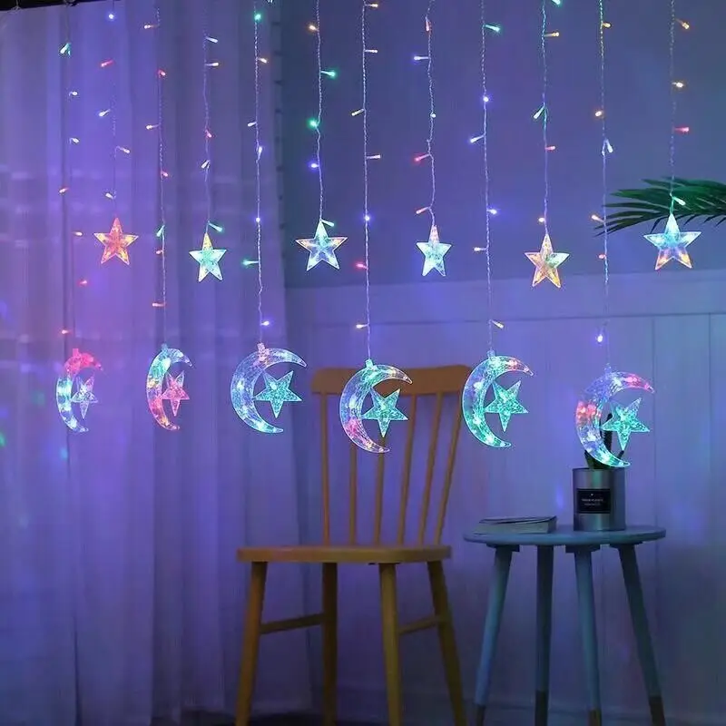 LED Strip Light Christmas Pendant Lights Romantic Home Deco Colourful Start Moon Light Suspension Decoration 3.5M Hanglamp Decor