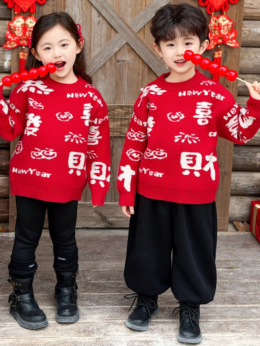 

Красный вязаный свитер на подкладке для мальчиков, зимний сезон, круглый, повседневная одежда, удобная мягкая ткань, модный Sle Brother S...