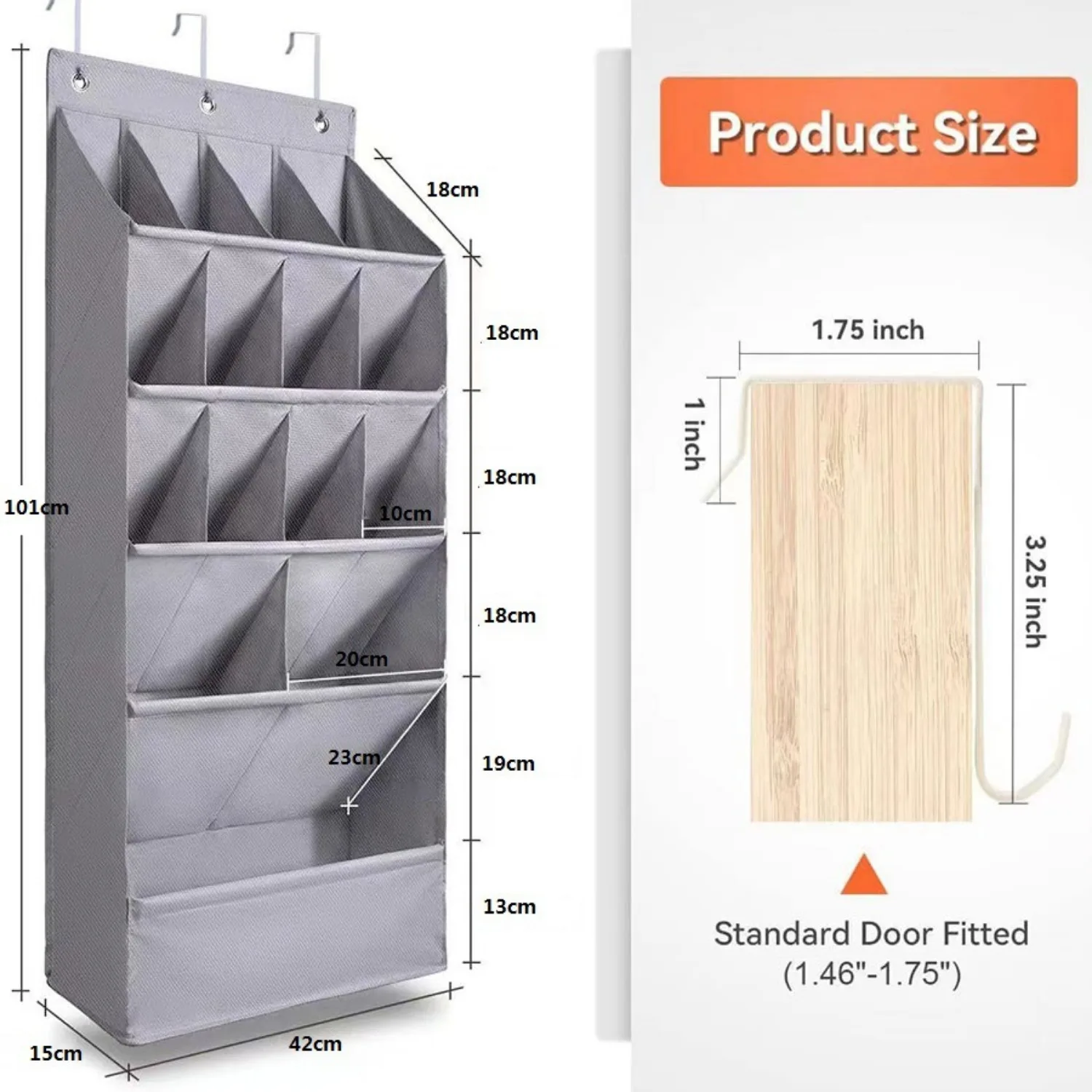 

Oxford Cloth Multi-Functional Door Storage, Hanging Bag, Flat Bottom, Shoe Storage, Cross-Border explosion, 15Grid