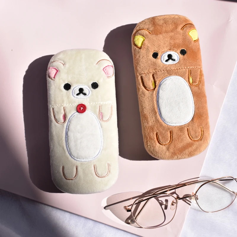 Cute Rilakkuma Plush Glasses Box Kawaii Glasses Case Cartoon Anime Eyeglass Case Organizer Spectacle Cases