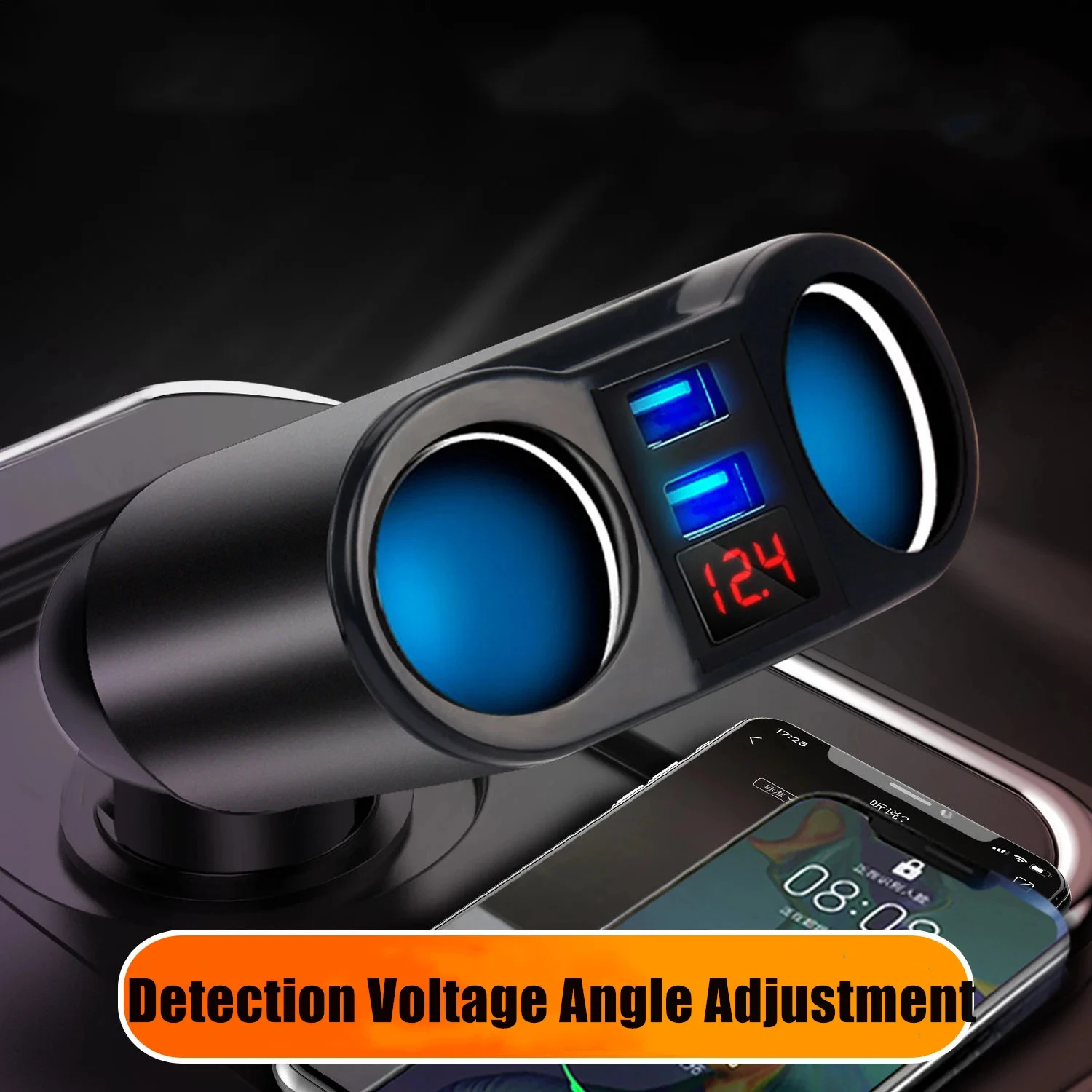 3.1A Dual USB Car Charger 2 Port LCD Display 12-24V Cigarette Socket Lighter Fast Car Charger Power Adapter For All Phone