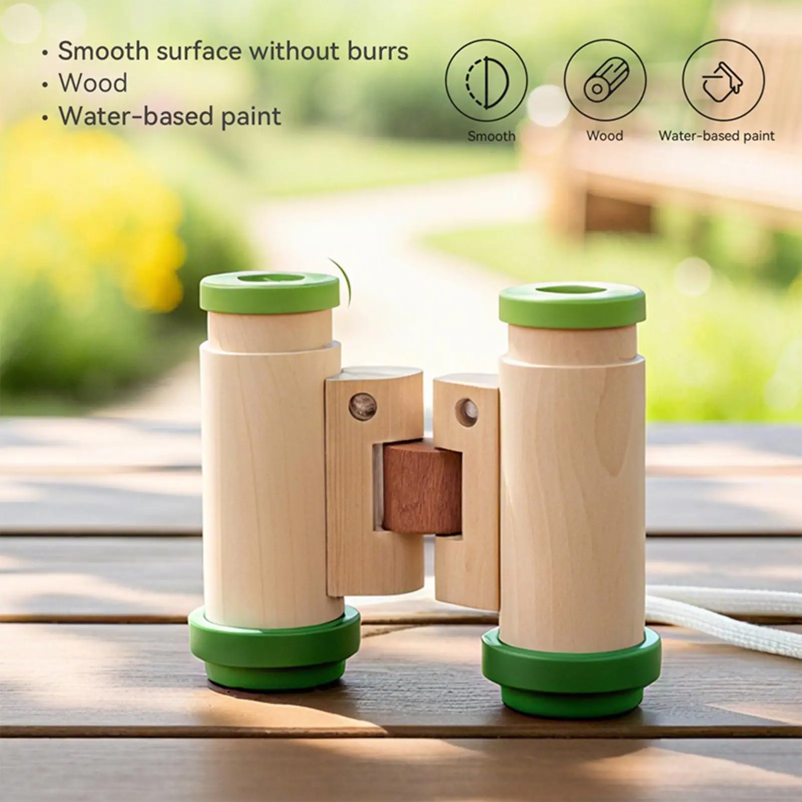 Toddler Binoculars Wooden Adjustable Portable Telescope Elementary School Toys For Birthday Sports Camping Outside Play Easter