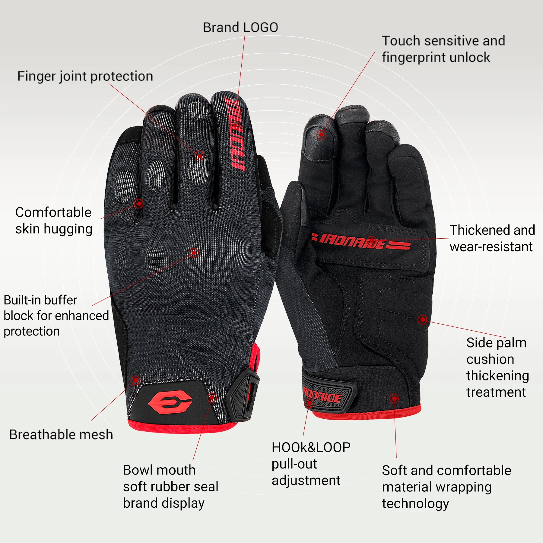 Motorcycle Gloves Anti Fall Anti Slip Breathable Off-road Touch Screen Riding Gloves Motorcycle Outdoor Full Finger Gloves