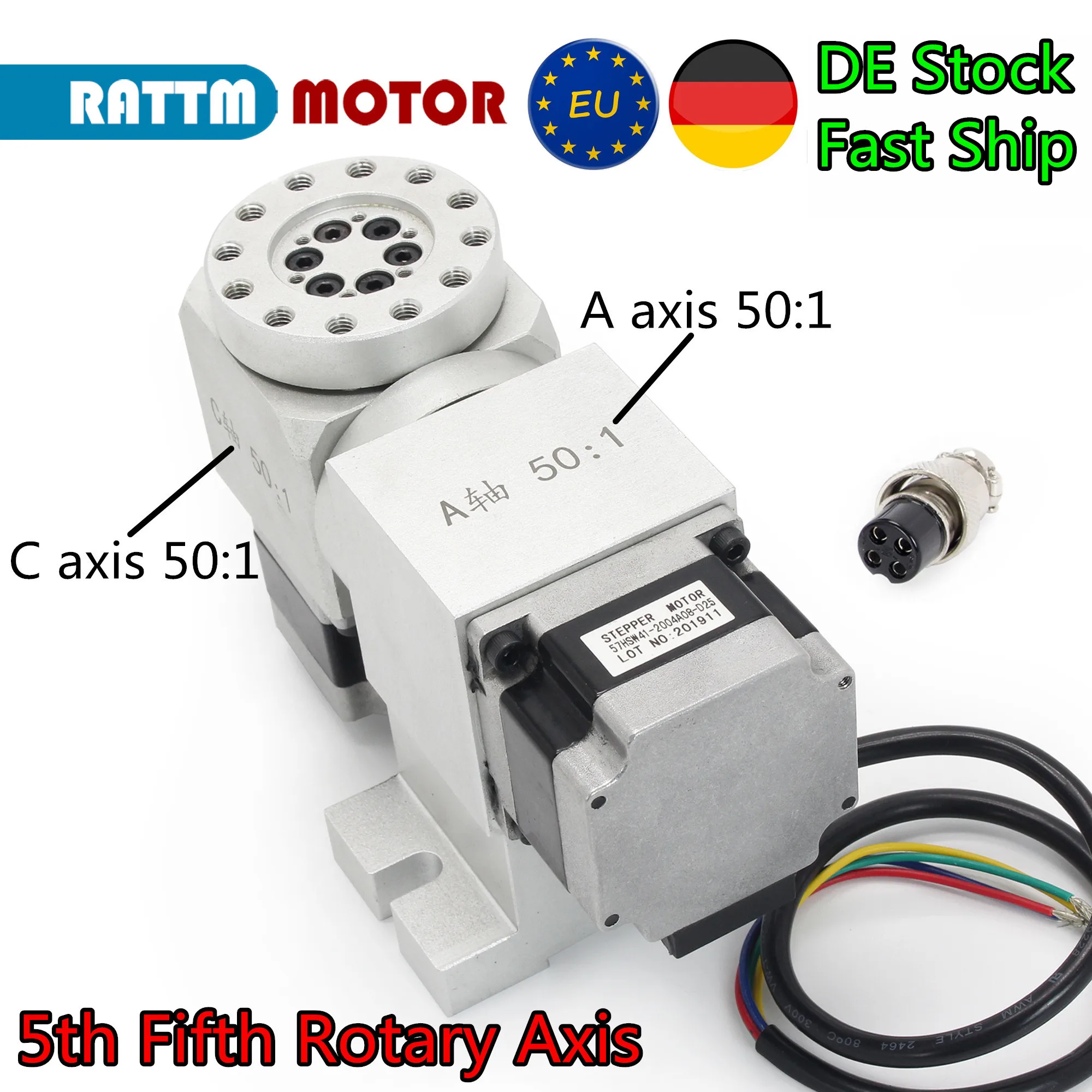 『EU Free』CNC 4th Axis 5th Axis Rotary Table Fifth 4th A&C Axis Harmonic drive Rotary Table Gearbox Reducing ratio 50:1