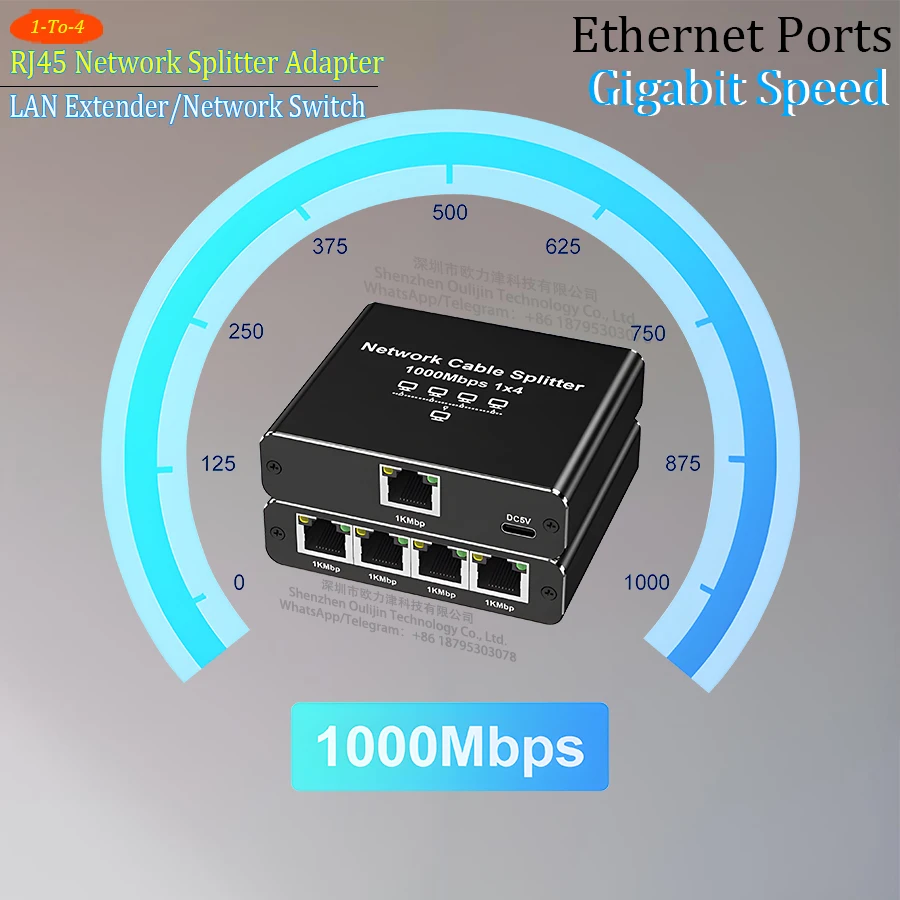 محول شبكة جيجابت إيثرنت بسرعة 1000 ميجابت في الثانية بمنفذ RJ45، موسع/محول شبكة LAN من 1 إلى 2/3/4 لأجهزة الكمبيوتر المحمولة وأجهزة توجيه IPTV وأجهزة تبديل الشبكة IPC ONT
