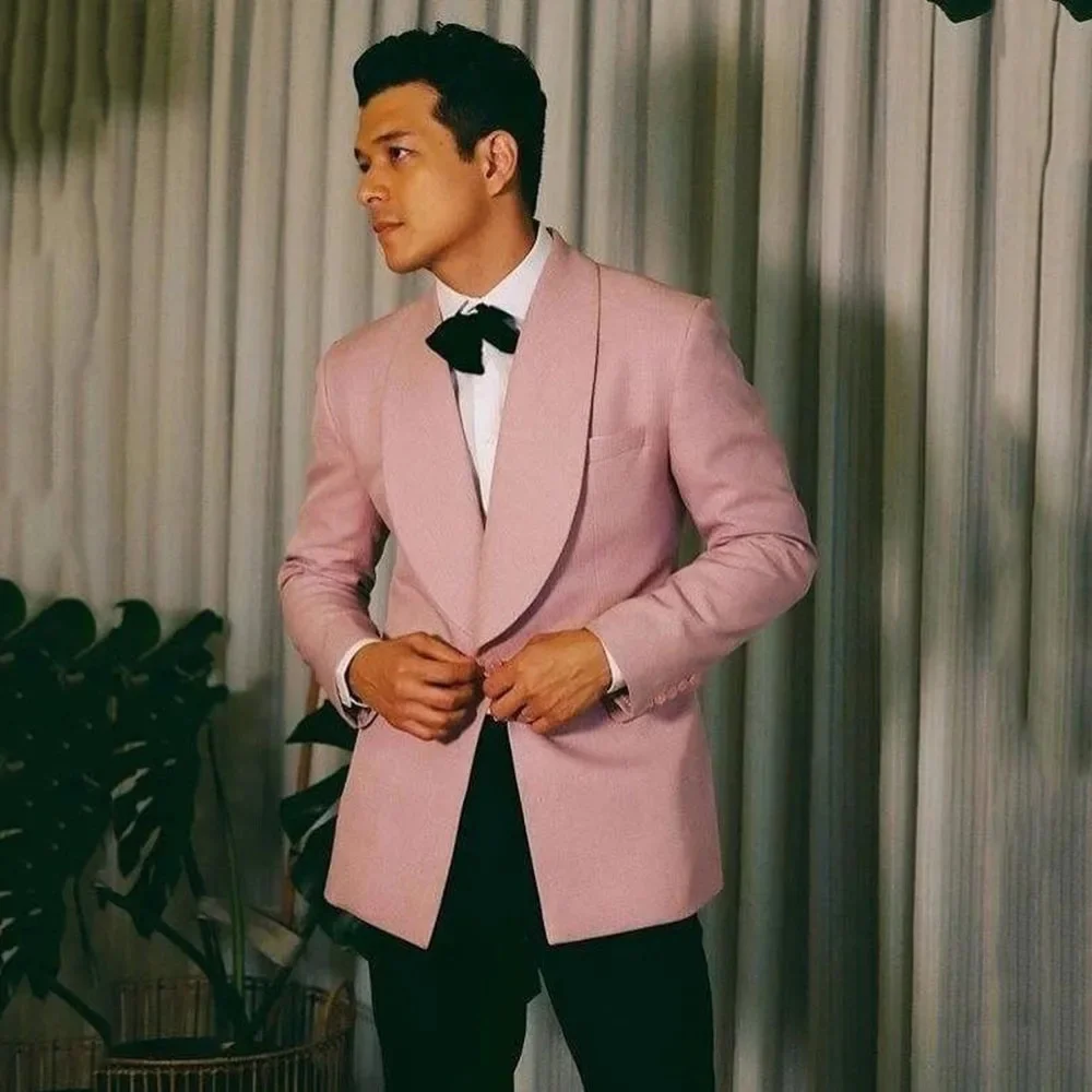 

Pink Men One Jacket Fashion Single Breasted Men's Clothing Smart Casual Daily Classic Lapel Blazer Young Man