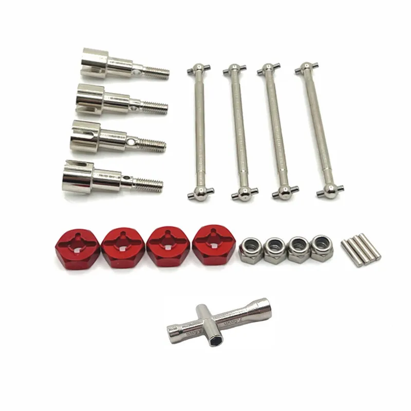 Wheel Axle Cup Dog Bone for SCY 1/16 JJRC Q117 W130 W141 Brushed Motor Metal Upgrade Parts Kit RC Car OP Accessories