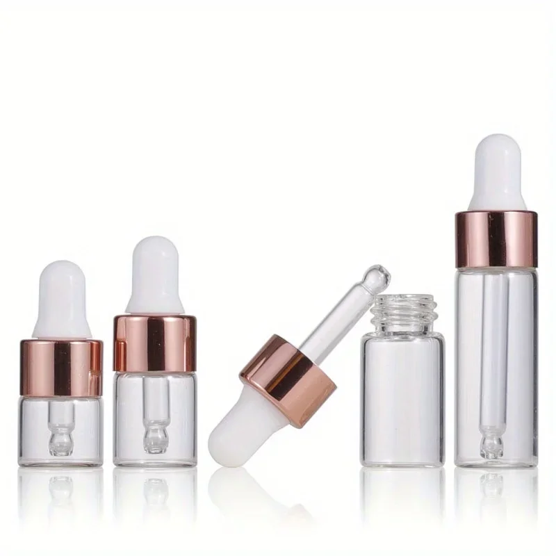 5pcs 1ml 2ml 3ml 5ml Clear Mini Glass Dropper Bottles Small with Glass Eye Dropper for Essential Oils Sample Traveling