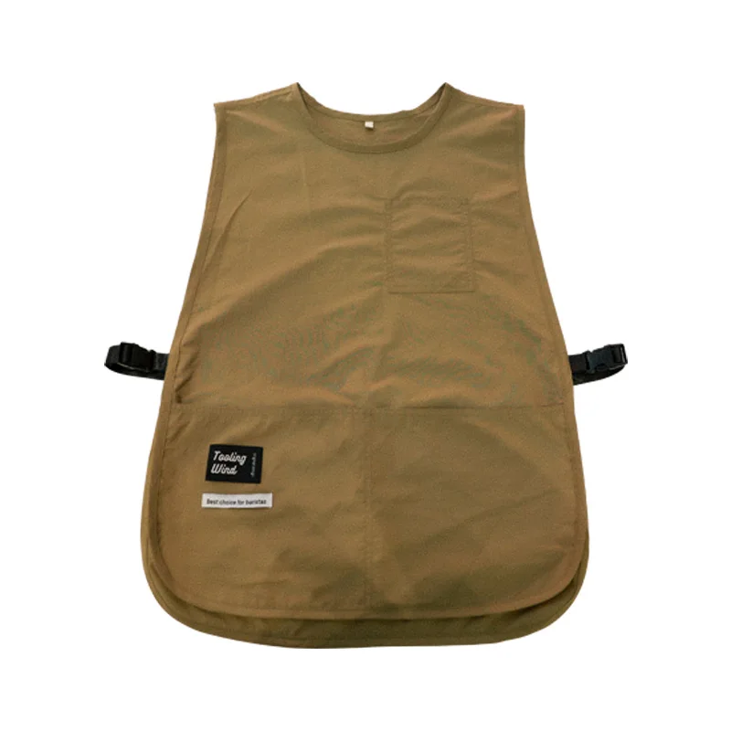 Apron Waterproof and stain-resistant solid color nylon vest style Beauty apron sleeved apron worn by cooks chef and servers