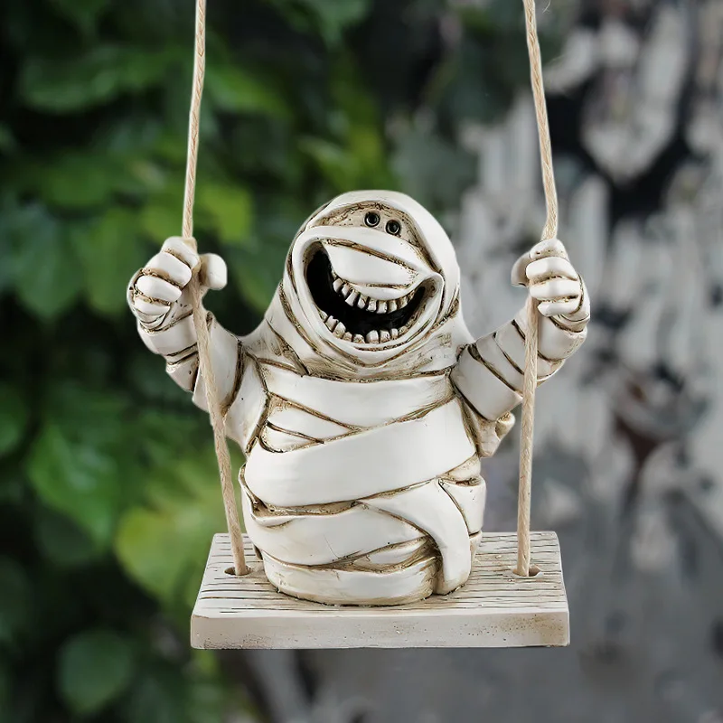 1 PC Halloween Mummy Figurines Resin Hanging Ornament Festival Decoration For Garden Yard Tree Fence Unique Home Decor Accessory