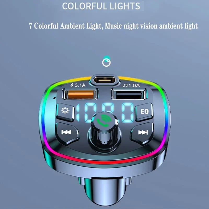 Car Cigarette Lighter PD 3.1A Fast Charging Bluetooth Receiver Lossless MP3 Player Car Music USB Converter with Digital Display