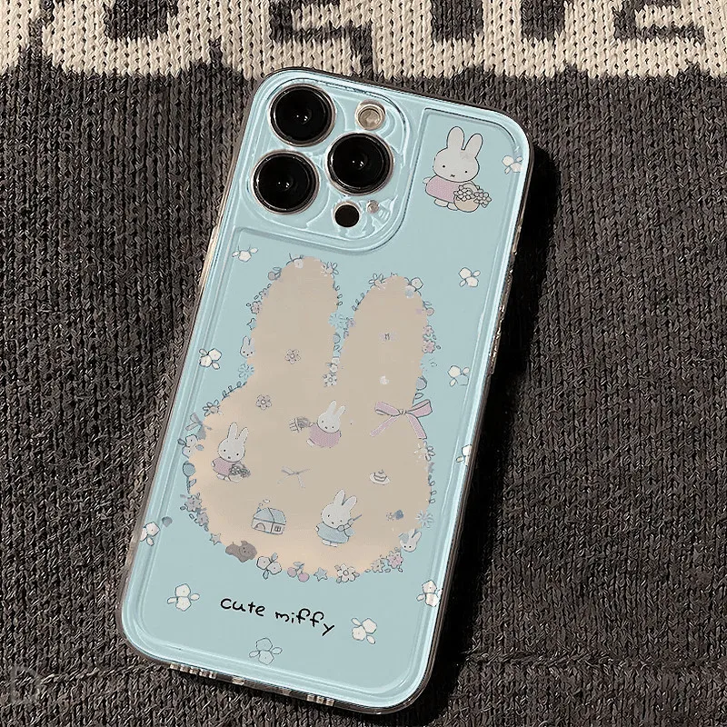 Cartoon Cute Leather Pattern with Built-In Stand Miffy Phone Case Suitable for Iphone Series 1716151413
