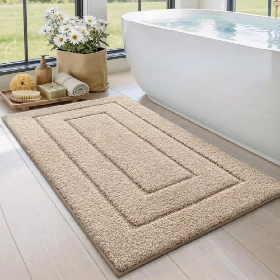 

Bathroom Rug 43x24 Non Slip Washable Bath Mat for Shower Floor Extra Large Absorbent Soft Bathmat with Rubber Backing Quick Dry