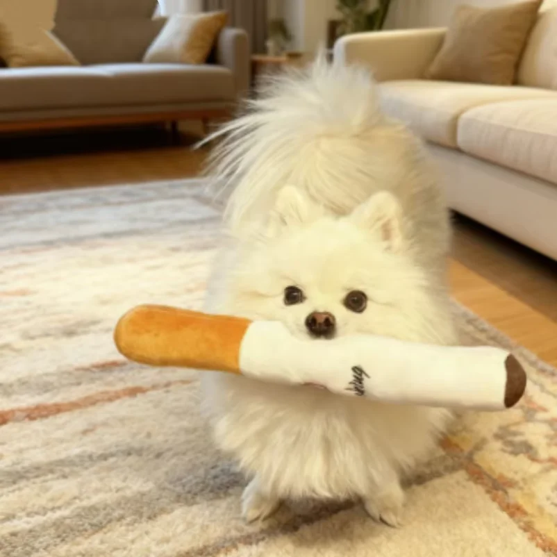 

Funny Pet Toys Cigar Big Smoke Plush Squeak Dog Chew Toy Interactive Molar Chew Toy Bite Resistant Fake Cigarette Dog Chew Toy