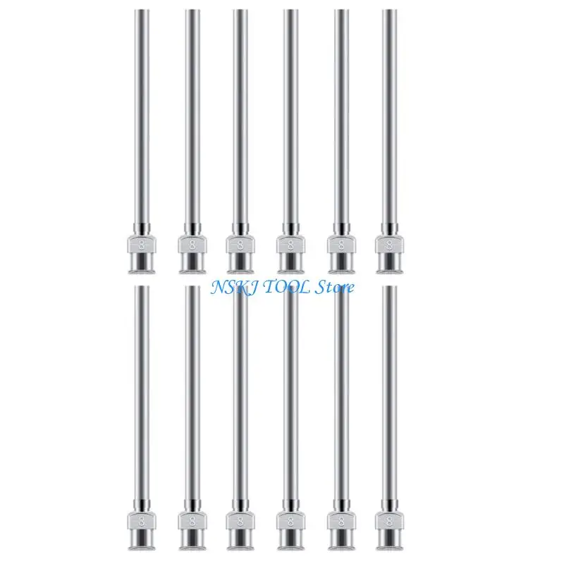 L8RC Pack of 12 50mm Dispensing Needle Constructed from Stainless Steel Ensuring Precise Performances for Laboratory Work