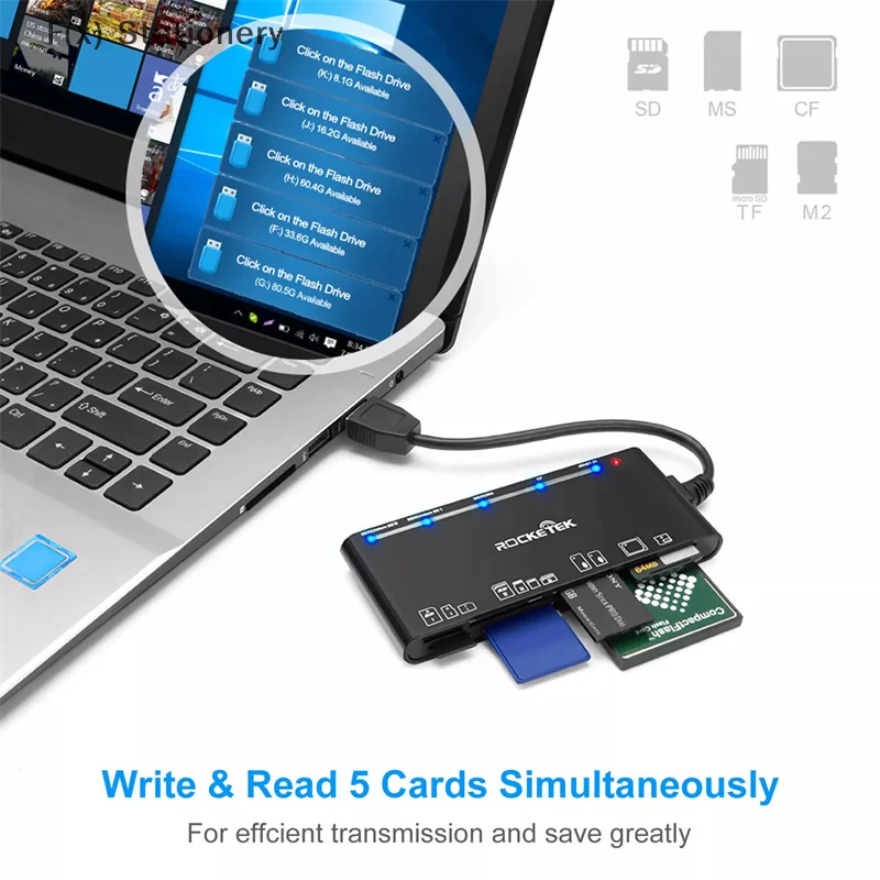 Многофункциональная карта-устройство USB 3.0 CF/XD/MS/SD/TF-карта «Семь в одном», совместимая с Windows Vista/XP/7/8/10/, Linux, Mac Os