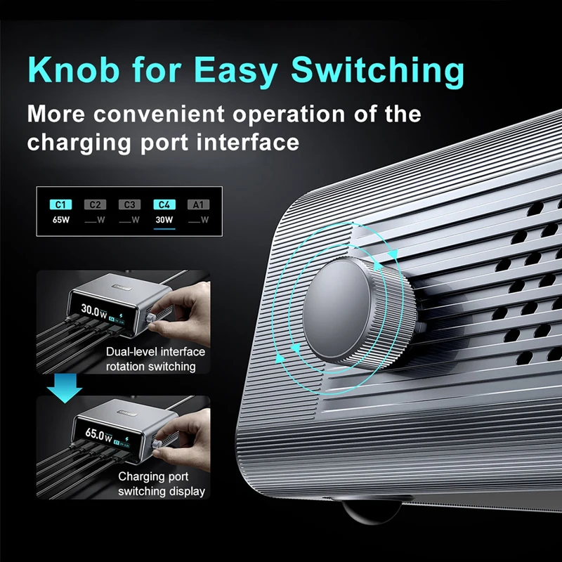 265w-multi-port-gan-fast-charger-4-type-c-ports-pd100w-usb-30w-digital-display-for-laptop-phone-tablet-travel-home-office
