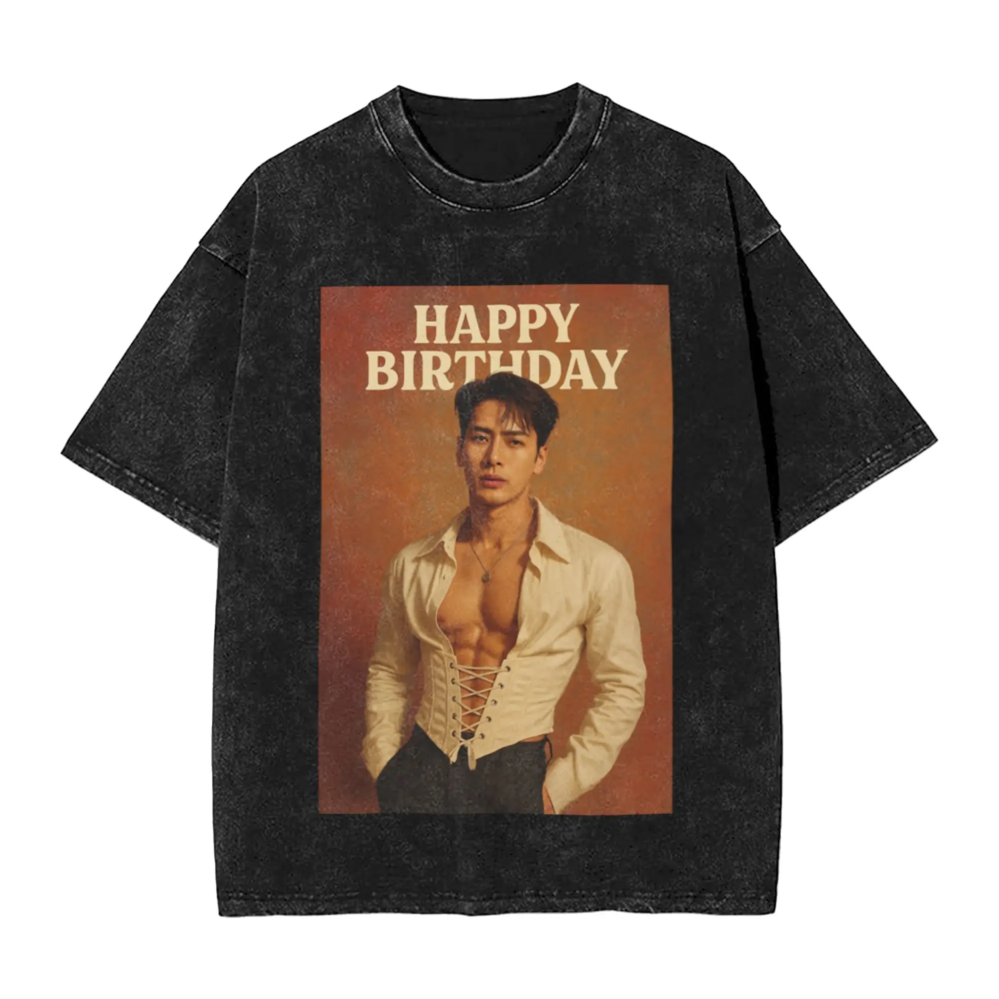 Jackson Wang Birthday Mode  Team Wang Energy Classic Trendy A Washed T Shirt Men's Women's Oversized Cotton Tees Tops