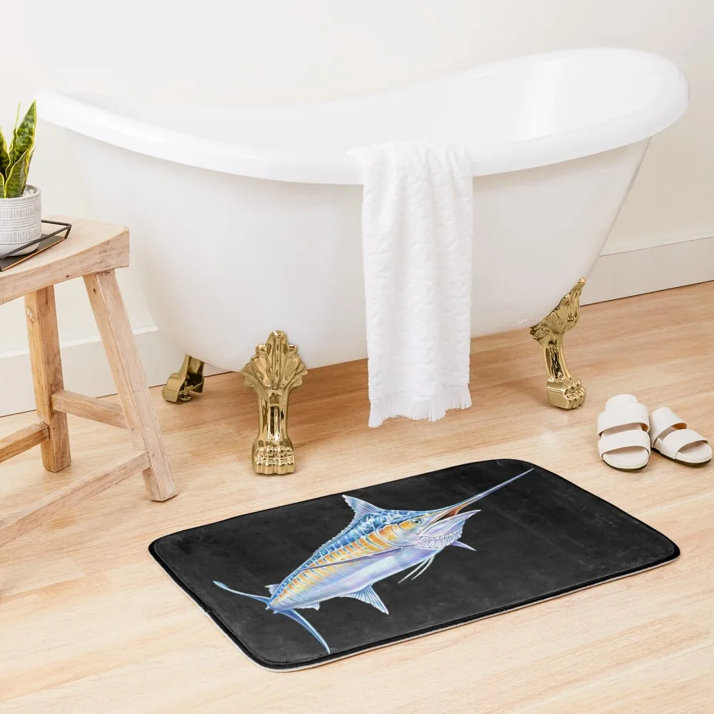 Blue Marlin Bath Mat Water Absorbent Entrance Carpet Bathroom Carpet Set Toilet Floor Mat