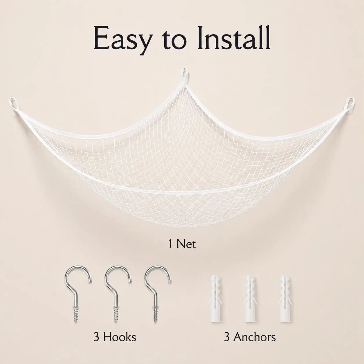 Mesh Toy Storage Hammock Hanging Stuffed Animal Organizer Net Large Space-Saving Wall Corner Holder Hollow-Out Room Decor for Kids Bedroom Nursery Playroom Easy Install Plush Toys Display view 4