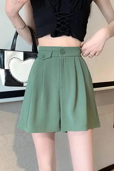 

Шорты женские для колледжа в консервативном стиле, молодежные, милые, для студентов, плиссированные, с высокой талией, школьная форма, повседневная шикарная мода для кампуса