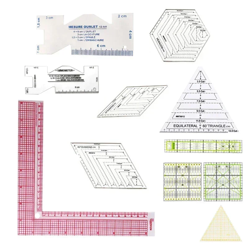 Cięcie odzieży plastikowa linijka do pikowania do szycia akcesoria Patchwork narzędzia krawiec Craft Scale Rule Drawing Supplies narzędzia DIY