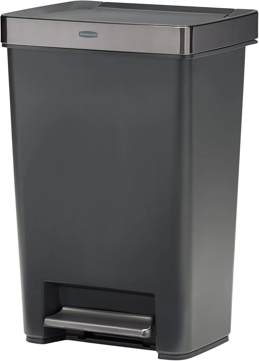 

Мусорное ведро Rubbermaid Premier Series III с педалью для дома и кухни, с ободом из нержавеющей стали, 12,4 галлона, цвет угольный, для дома/кухни