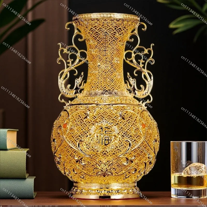 For Filigree Vases, Gold-plated Copper Ornaments, Living Room Entryway, Office Tabletop, Window Decoration Crafts