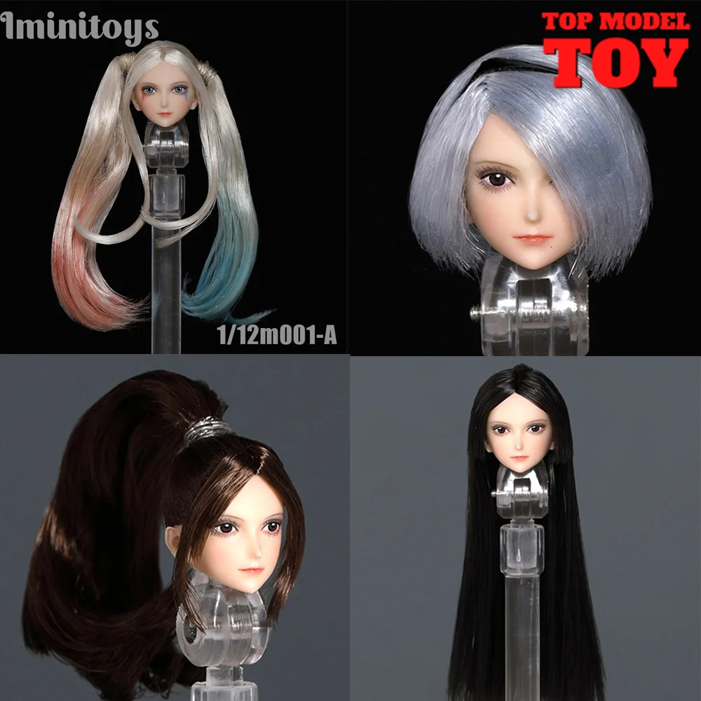 

Iminitoys M001 1/12 Scale Anime Girl PVC Female Head Sculpt Carving Model Fit 6'' TBL PH Soldier Action Figure Body Dolls