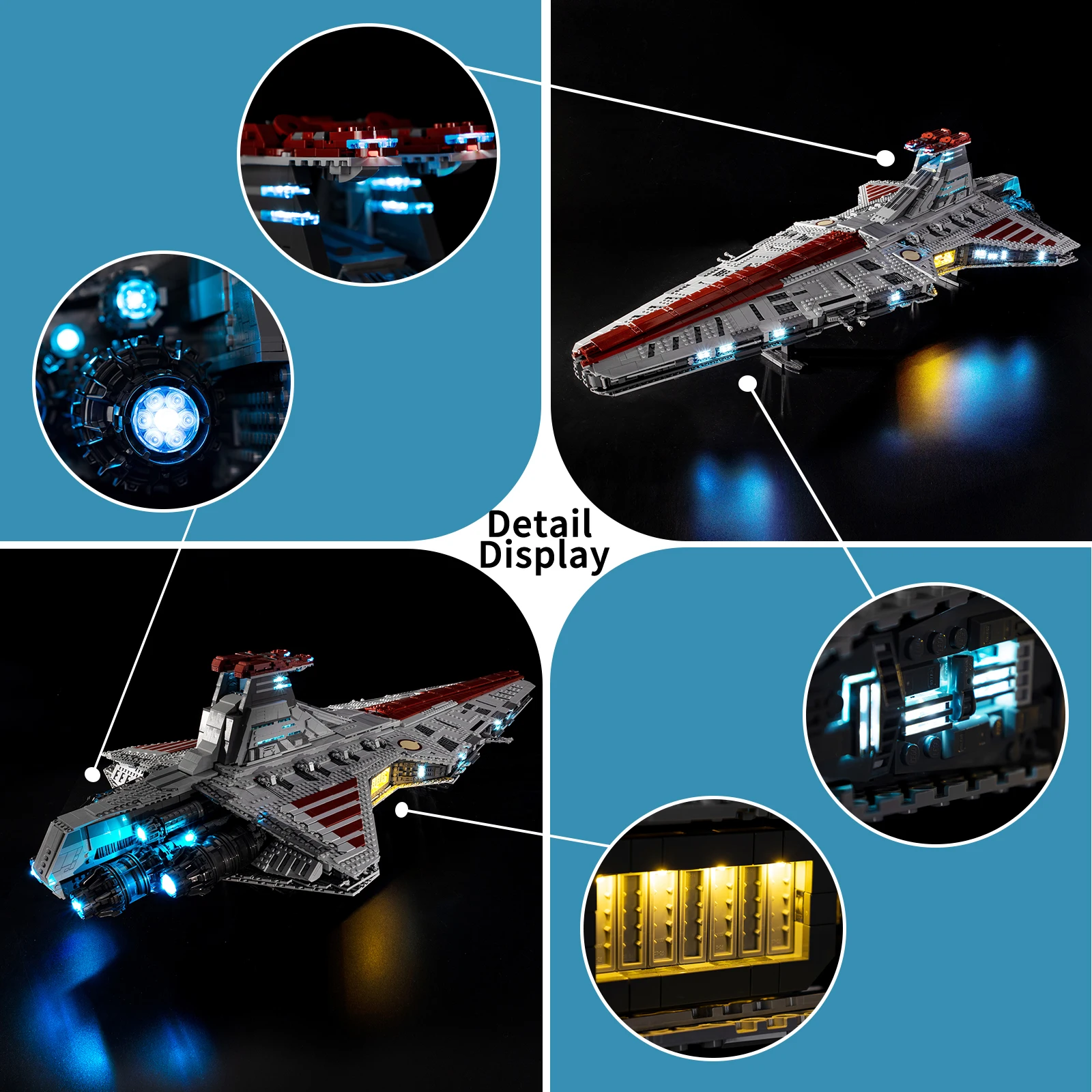 EASYLITE LED 조명 세트, 베네이터 클래스, 리퍼블릭 어택 크루저 75367, 수집용 모델 브릭, DIY 장난감 전용 조명 키트