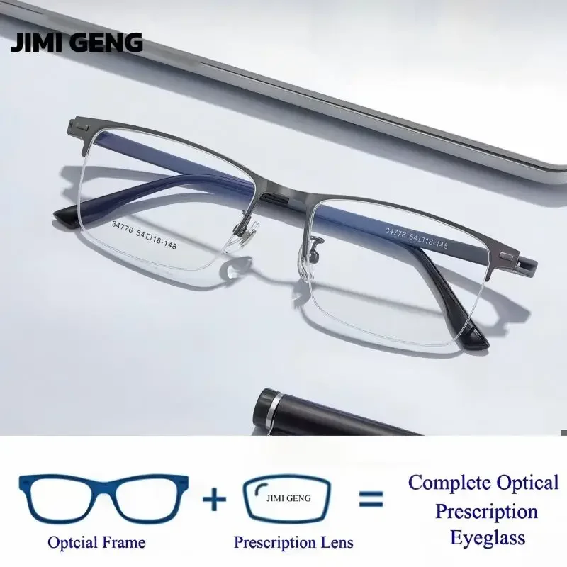 

Exquisite Half Frame Business Glasses Alloy Square Glasses Frame Myopia Reading Glasses Anti Blue Light Progressive Glasses