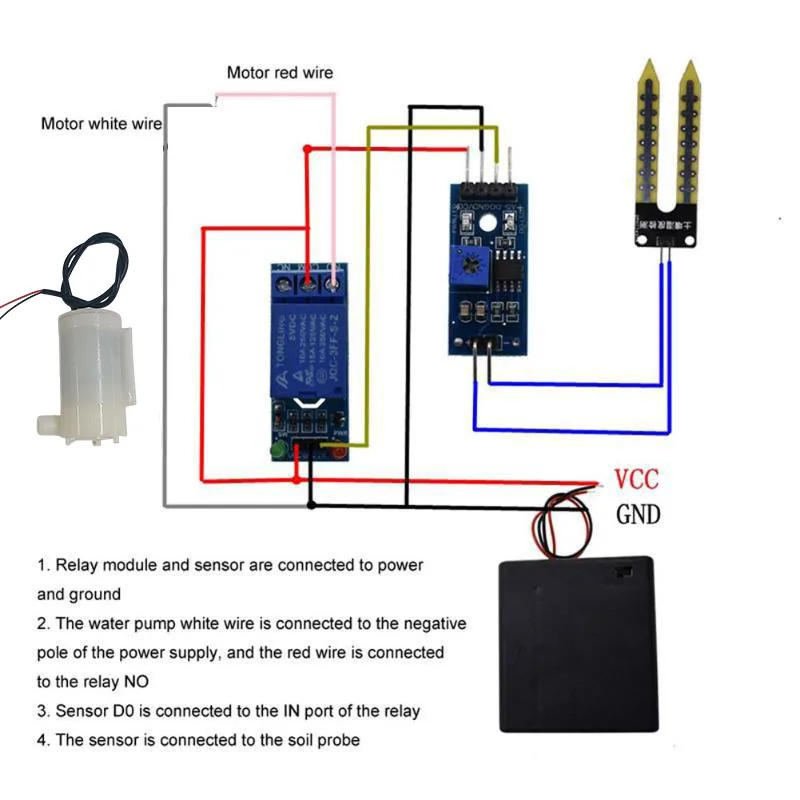Picture 5: Automatic Irrigation Module DIY Kit Automatic Water Pumping Soil Moisture Sensor Relay Module Mini Water Pump for Arduino