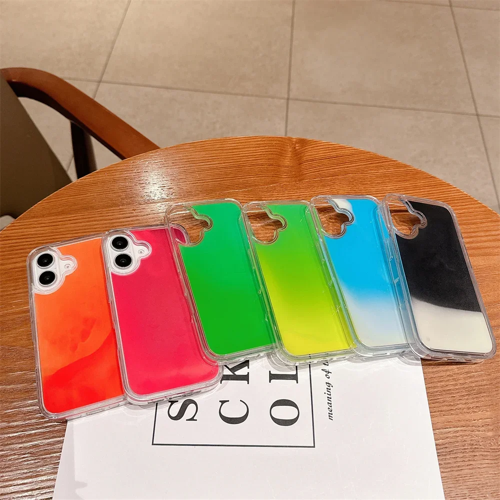 Luminous Quicksand Transparent Phone Case For iPhone 16 Pro Max 16 15 14 13 12 Pro Max 16Plus 11 Clear Shockproof Cover 16Pro