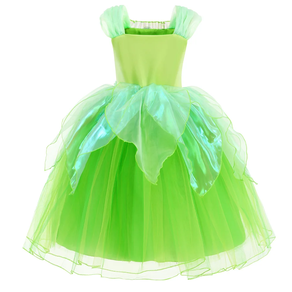 Tinker Bell fur s for Girls, Pourim Green Degradation Cosplay Costume, Children's Day, Stage Performance Outfits, Birthday Surprise Gift, peuv