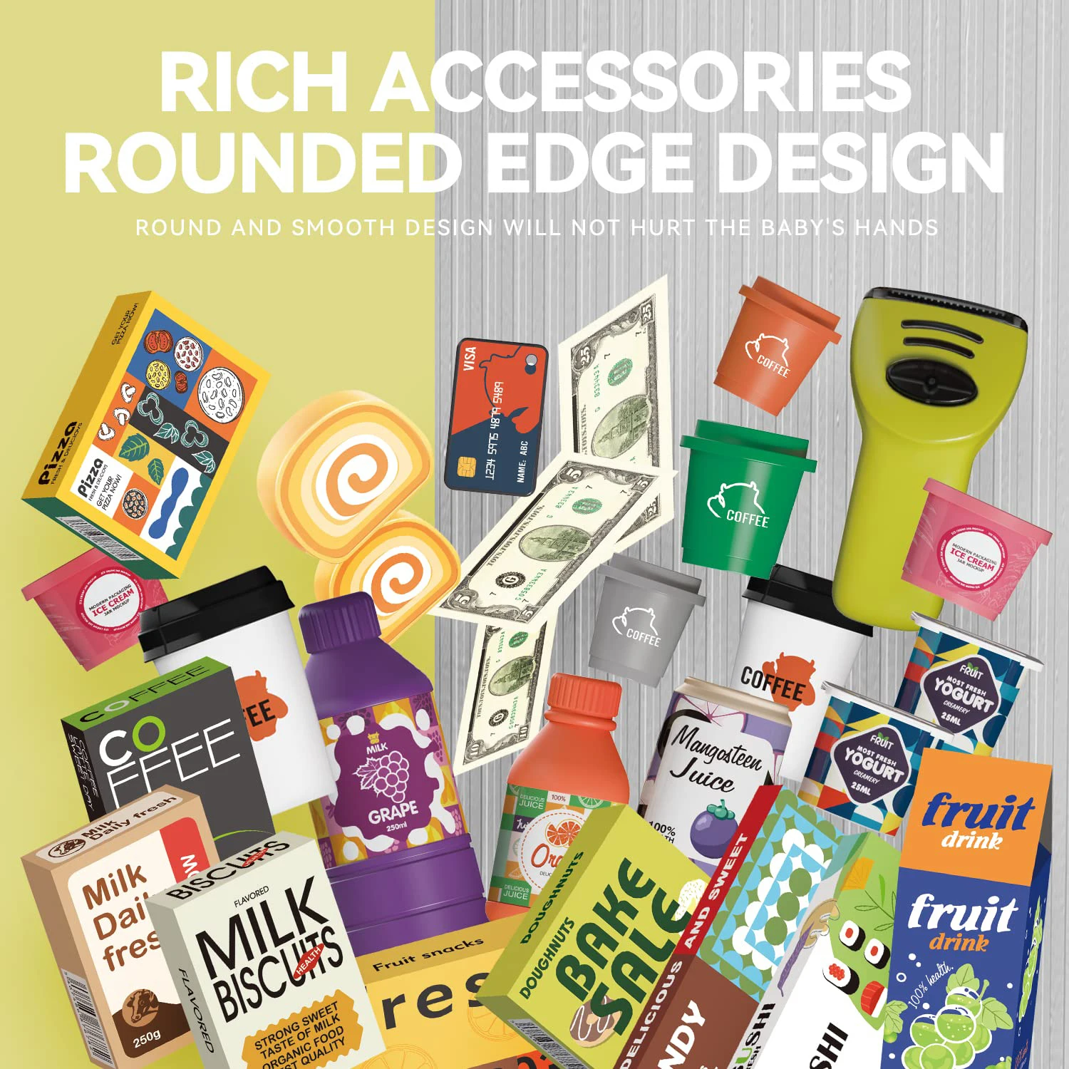 Mini giochi di finzione Il bancone della macchina da caffè per lo shopping del supermercato giocattolo per bambini può produrre un set di banconi per la vendita d'acqua