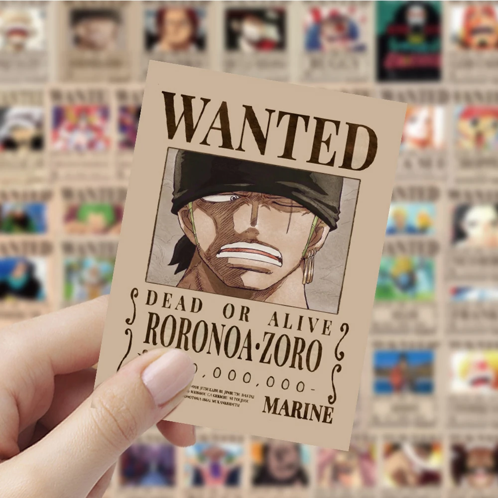 10/30/60 piezas Pegatinas de One Piece: Carteles de Buscar y Recompensas de Luffy, Pegatinas de Graffiti para Cuadernos, Motocicletas, Teléfonos, Decoración Genial, Juguete