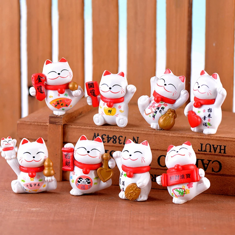 Mini Lucky Cat Decoration Home Decor Kawaii Lucky Cat Maneki Neko Ornaments Creative Toy For Sculpture Statue Decor 3.1x 4.3cm