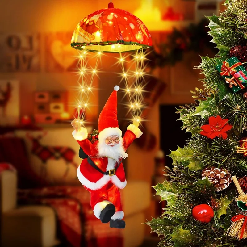 Santa Claus Parachute Light String Indoor LED Christmas Light String Christmas Gift Box Decorative Atmosphere Light