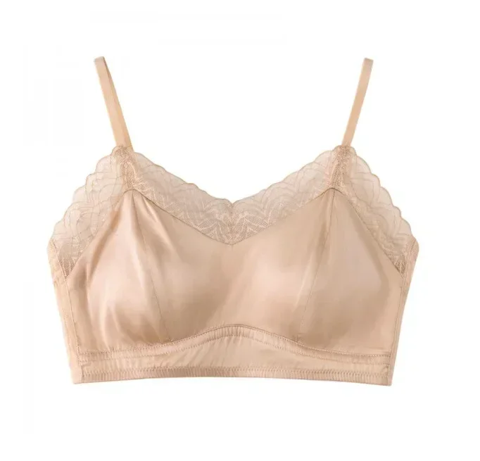 Soutien-gorge en forme de ver à soie sans anneau en acier pour femme, sous-vêtements coordonnants, lingerie sexy en dentelle, coupe complète