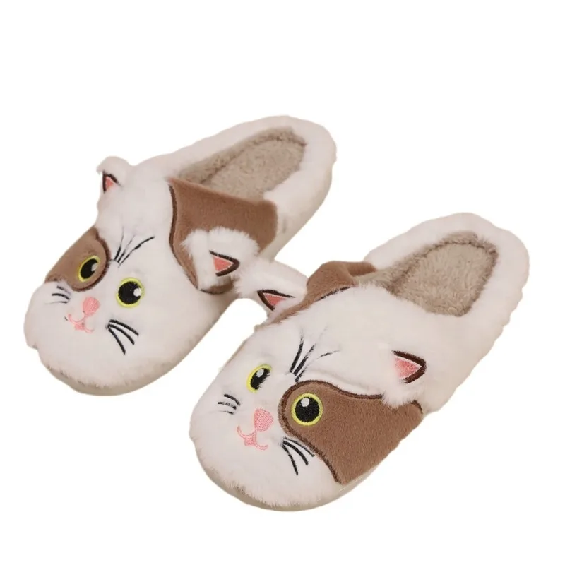 2024 nero divertente pantofole gatto Vivid donna bianco soffice gattino diapositive scarpe signore cartone animato animale gattino rosa pantofola