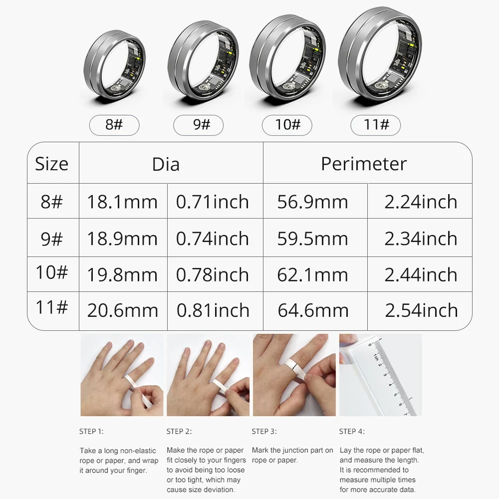 Smart Ring Military Grade Titanium Shell Heart Rate Health Sleep Monitoring IP68 Waterproof Smart Ring for Android IOS