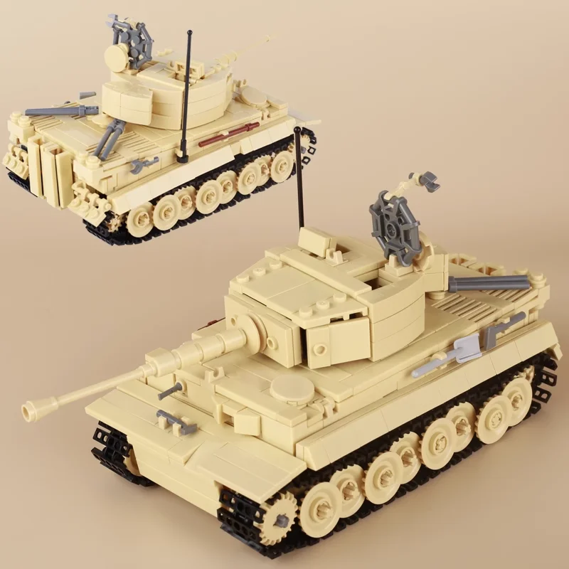 WW2 German Army North African Tank Building Blocks SDKFZ. 2 Crawler Motorcycle Soldier Figure Car Weapon Kids Model Bricks M113