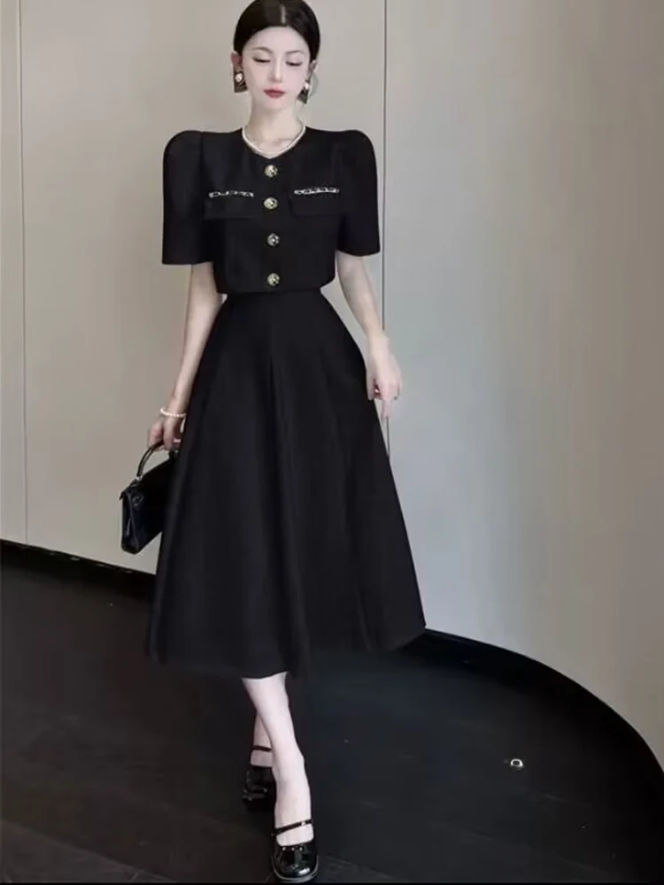 Kleine Duftende Neue Sommer Mode Koreanische Süße Elegante 2-teiliges Set Frauen Mantel Top + Midi Rock Anzüge Frauen Zwei stück Sets