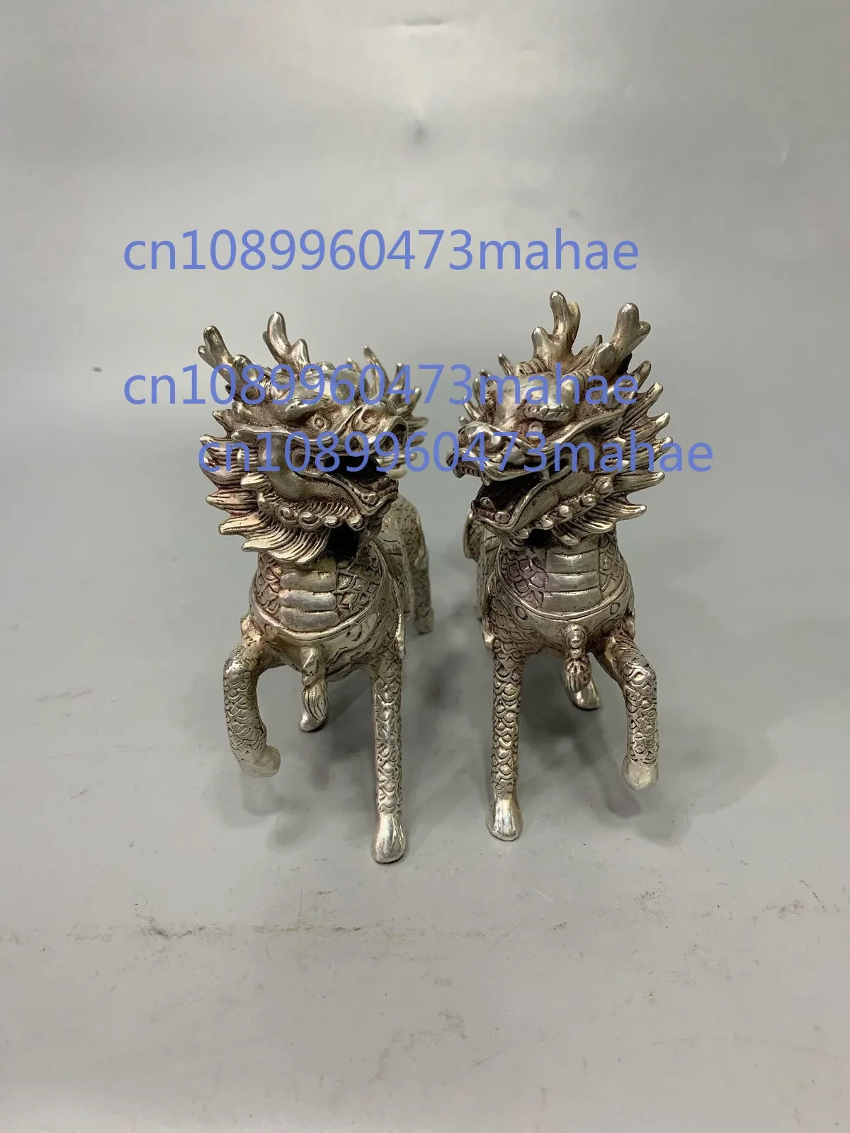 

Antique Bronze Collection White Bronze Qilin Feng Shui Ornaments