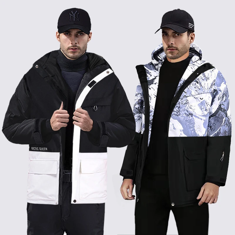-30 gradi tuta da sci uomo inverno outdoor snowboard giacche e pantaloni giacca da uomo impermeabile calda cappotto abiti da sci maschili marca